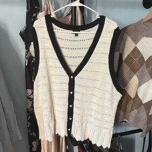 Torrid Black and White Knit Vest